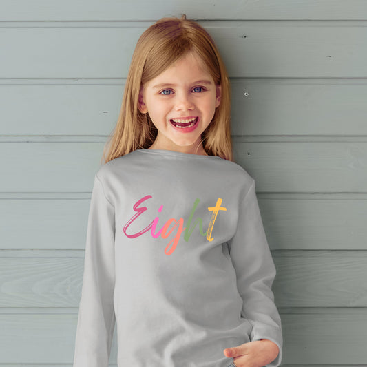 Long Sleeve Age Tee Shirt For 8 Year Old Unisex Kids