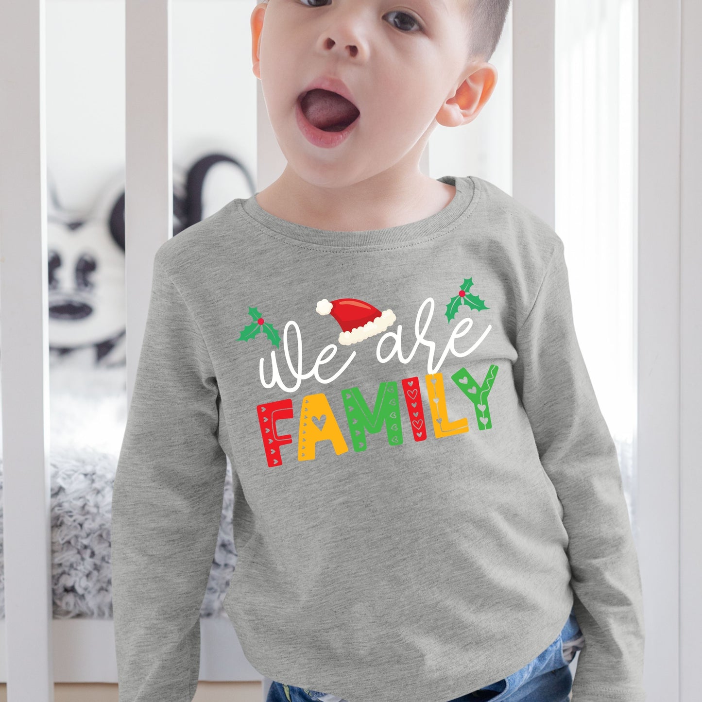 We Are Family, Christmas Long Sleeves, Christmas Sweater, Christmas Crewneck For Youth, Christmas Present, Christmas Sweatshirt