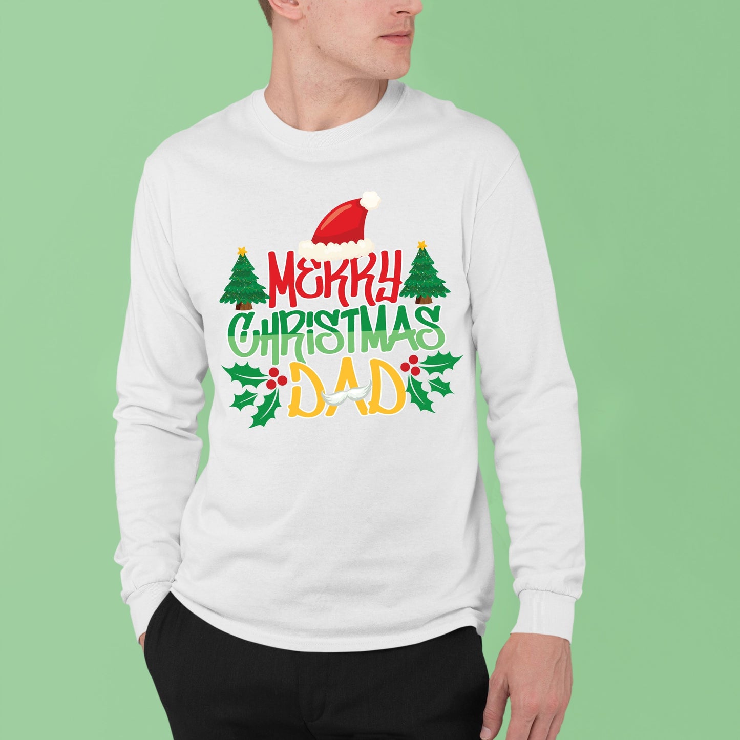 Merry Christmas Dad, Christmas Crewneck For Men, Christmas Long Sleeves, Christmas Sweatshirt, Christmas Sweater, Christmas Present