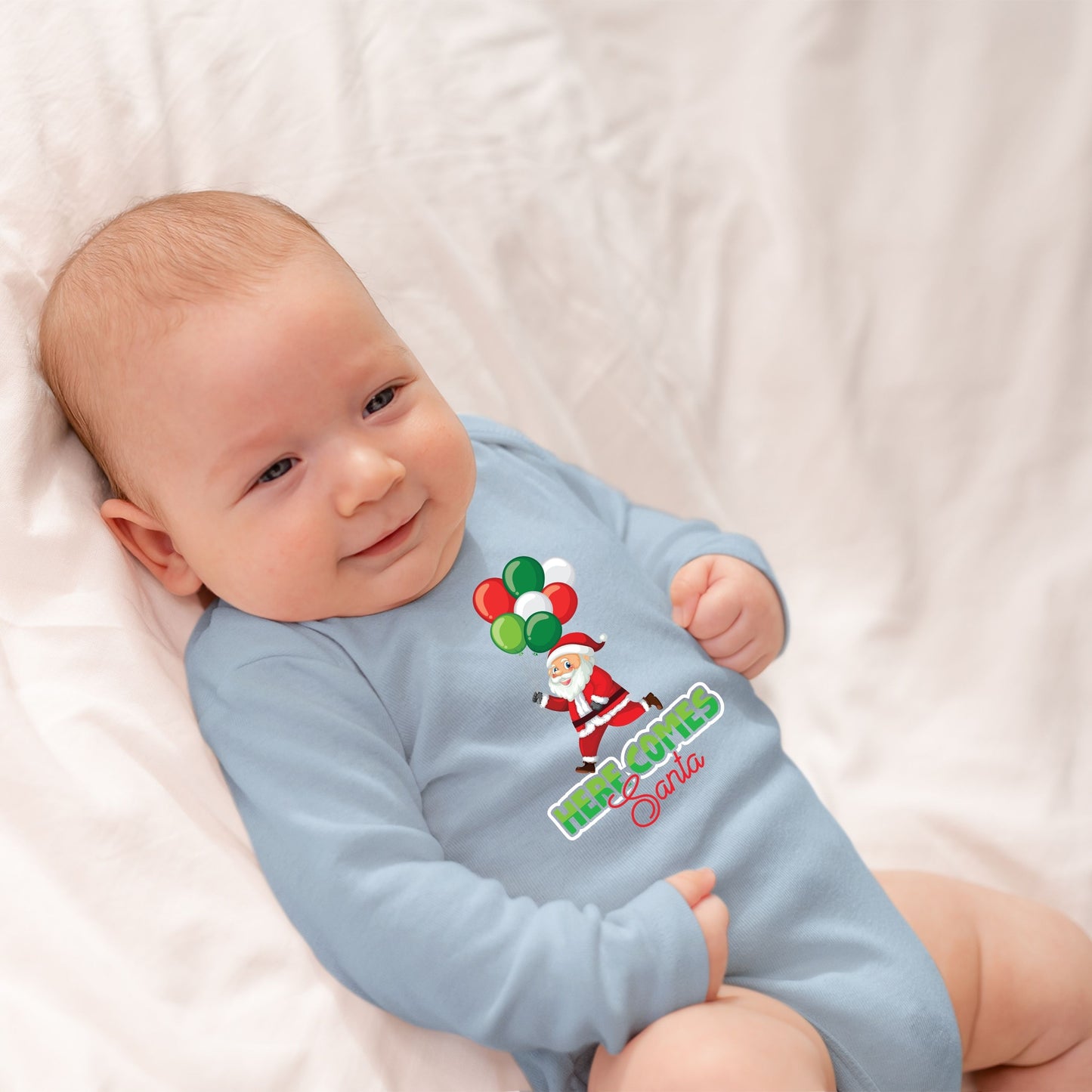 Here Comes Santa, Christmas Bodysuits, Christmas Bodysuits For Kids, Christmas Long Sleeves, Christmas Present, Christmas Onesies