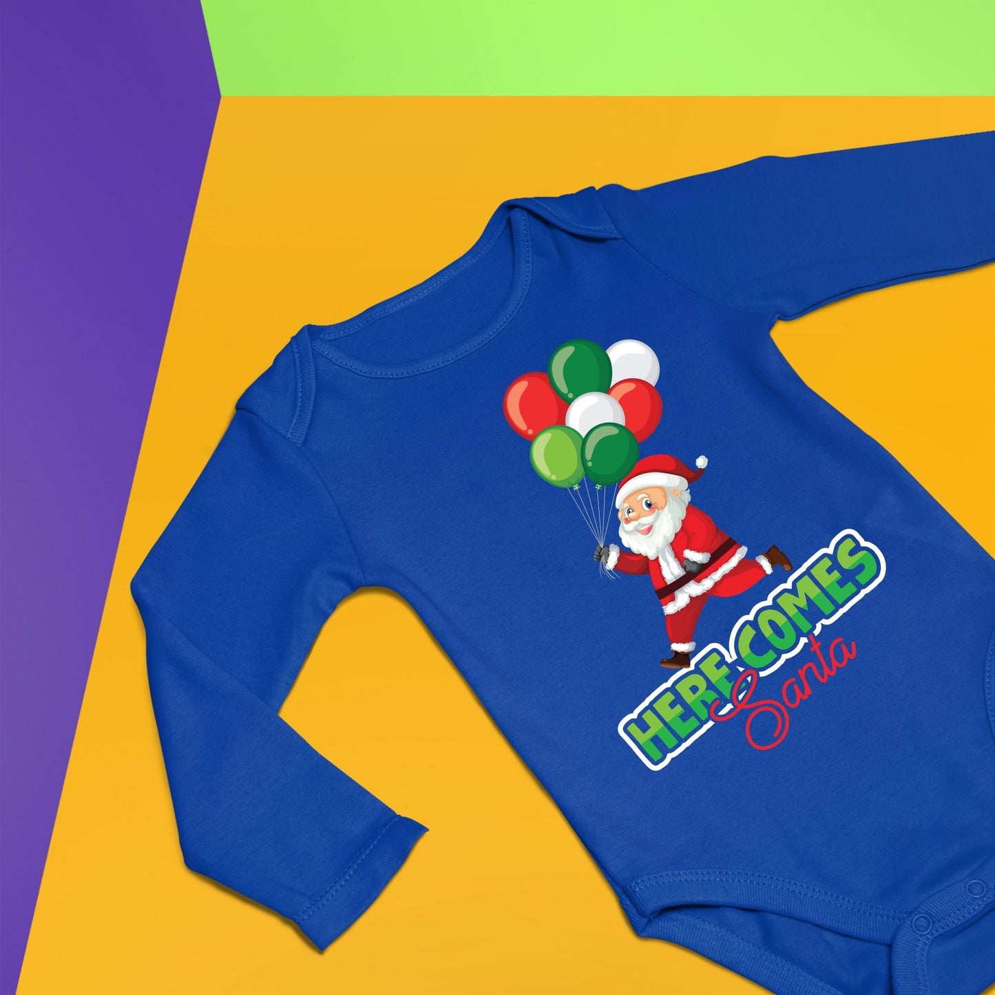 Here Comes Santa, Christmas Bodysuits, Christmas Bodysuits For Kids, Christmas Long Sleeves, Christmas Present, Christmas Onesies