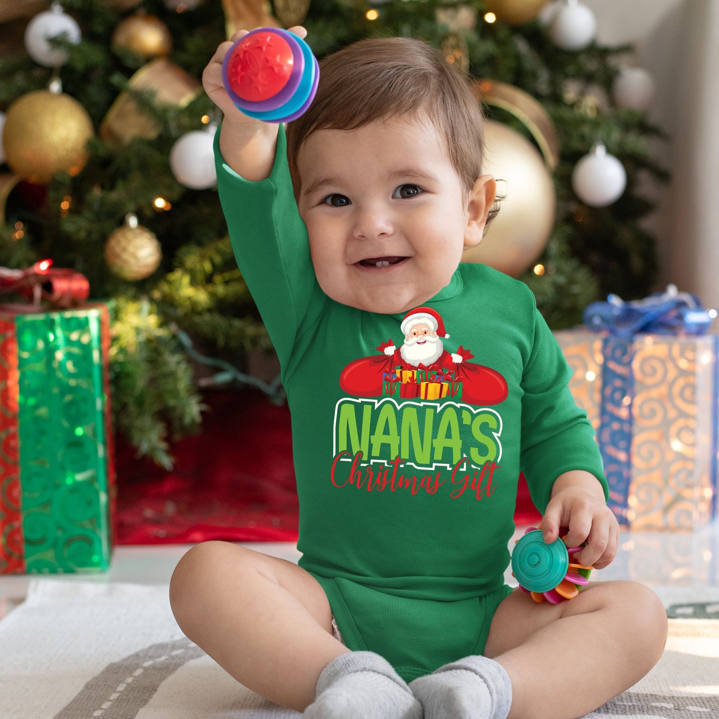 Nana's Christmas Gift, Christmas Bodysuits For Kids, Christmas Long Sleeves, Christmas Bodysuits, Christmas Onesies, Christmas Present