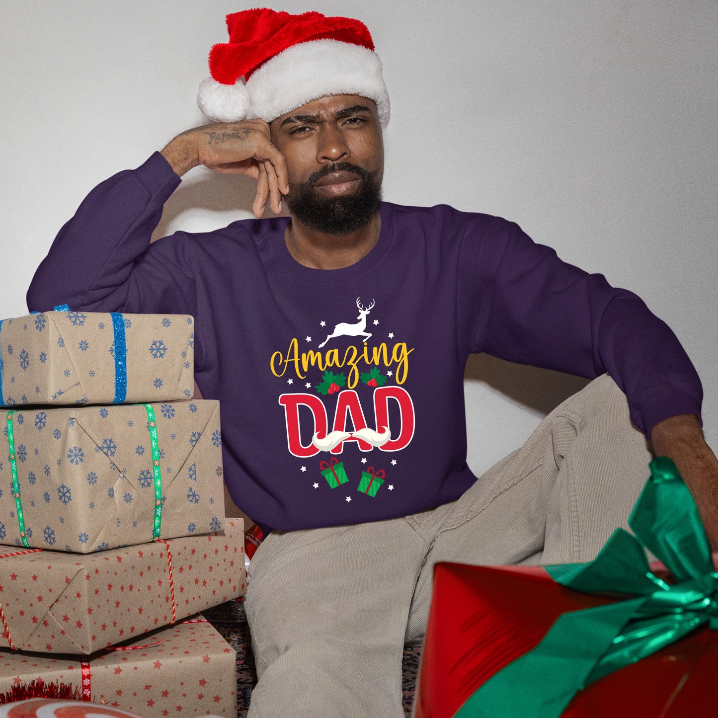 Amazing Dad, Christmas Crewneck For Men, Christmas Long Sleeves, Christmas Present, Christmas Sweater, Christmas Sweatshirt