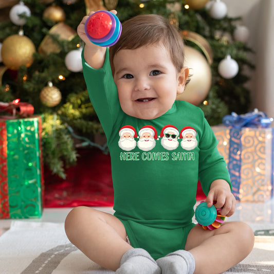 Here Comes Santa, Christmas Bodysuits For Kids, Christmas Long Sleeves, Christmas Bodysuits, Christmas Onesies, Christmas Present