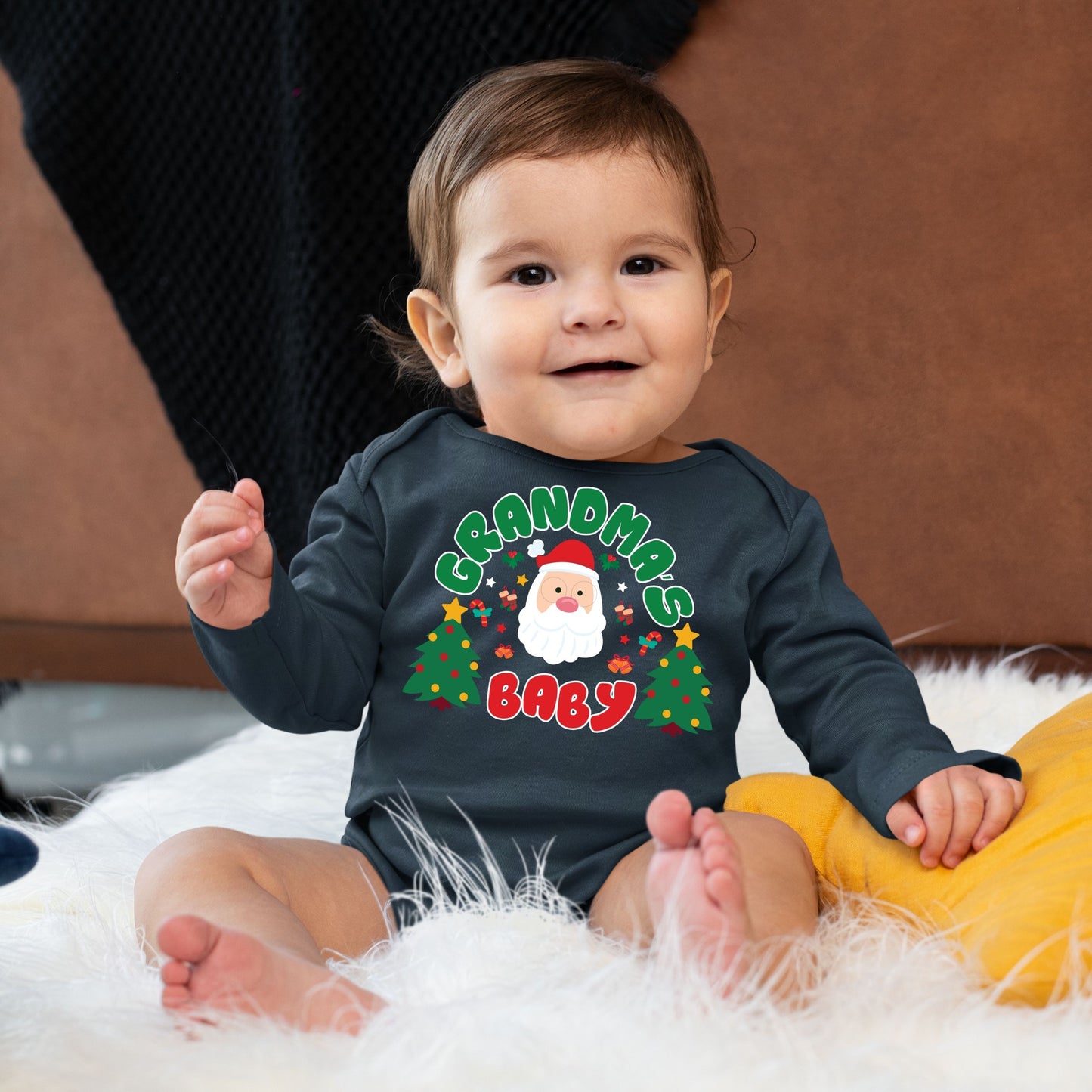 Grandma's Baby, Christmas Long Sleeves, Christmas Bodysuits For Kids, Christmas Bodysuits, Christmas Present, Christmas Onesies