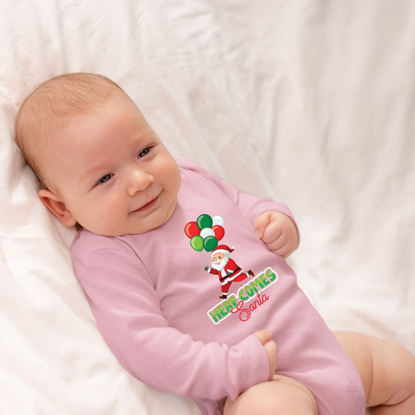 Here Comes Santa, Christmas Bodysuits, Christmas Bodysuits For Kids, Christmas Long Sleeves, Christmas Present, Christmas Onesies