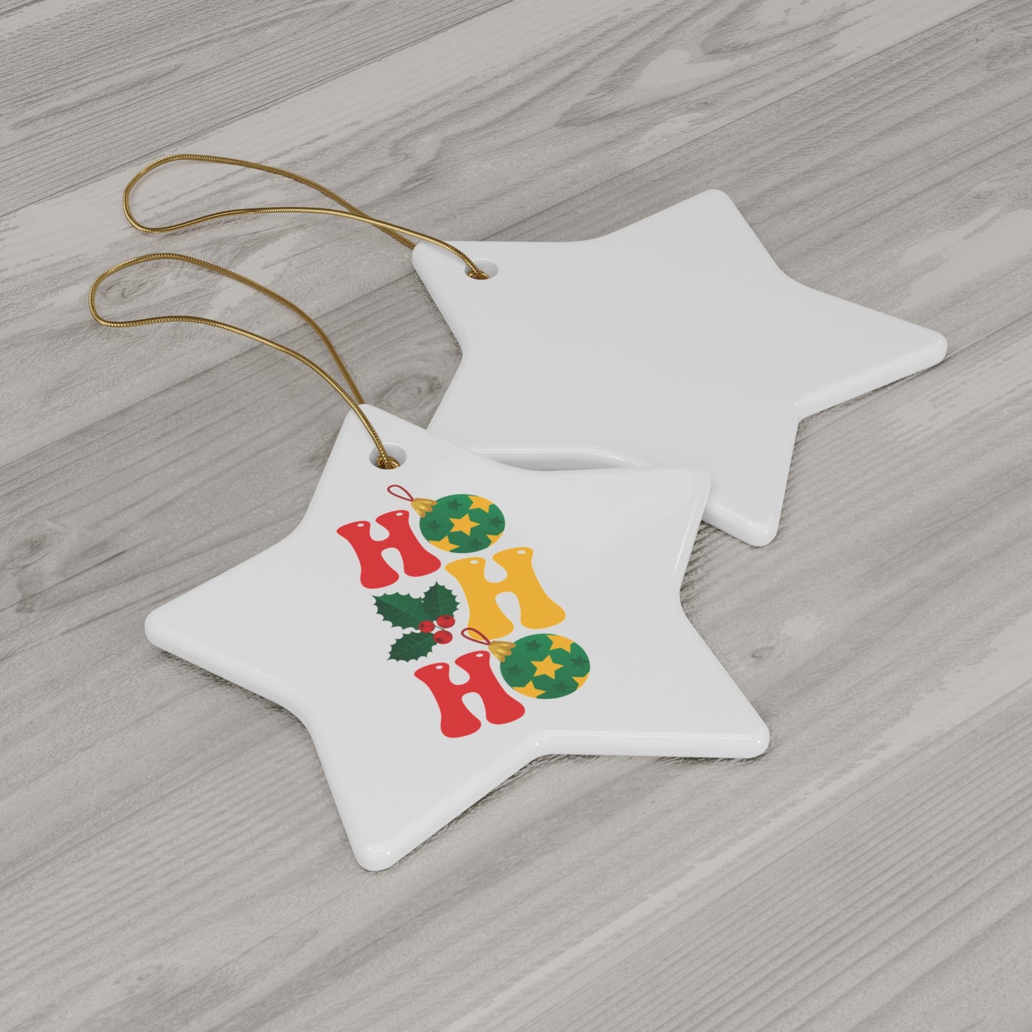 HO HO HO - Christmas Ceramic Ornament, 4 Shapes