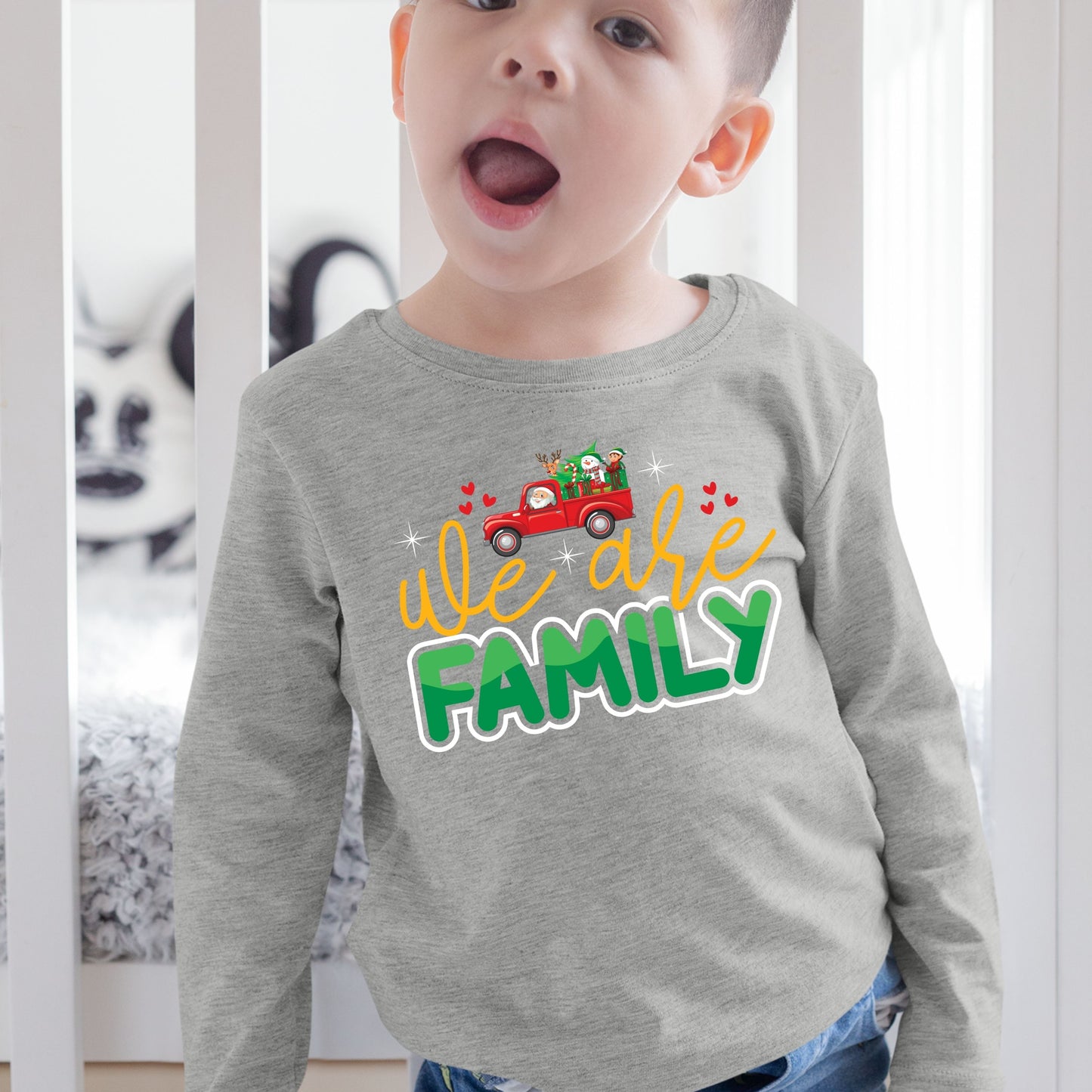 We Are Family, Christmas Long Sleeves, Christmas Sweater, Christmas Crewneck For Youth, Christmas Present, Christmas Sweatshirt