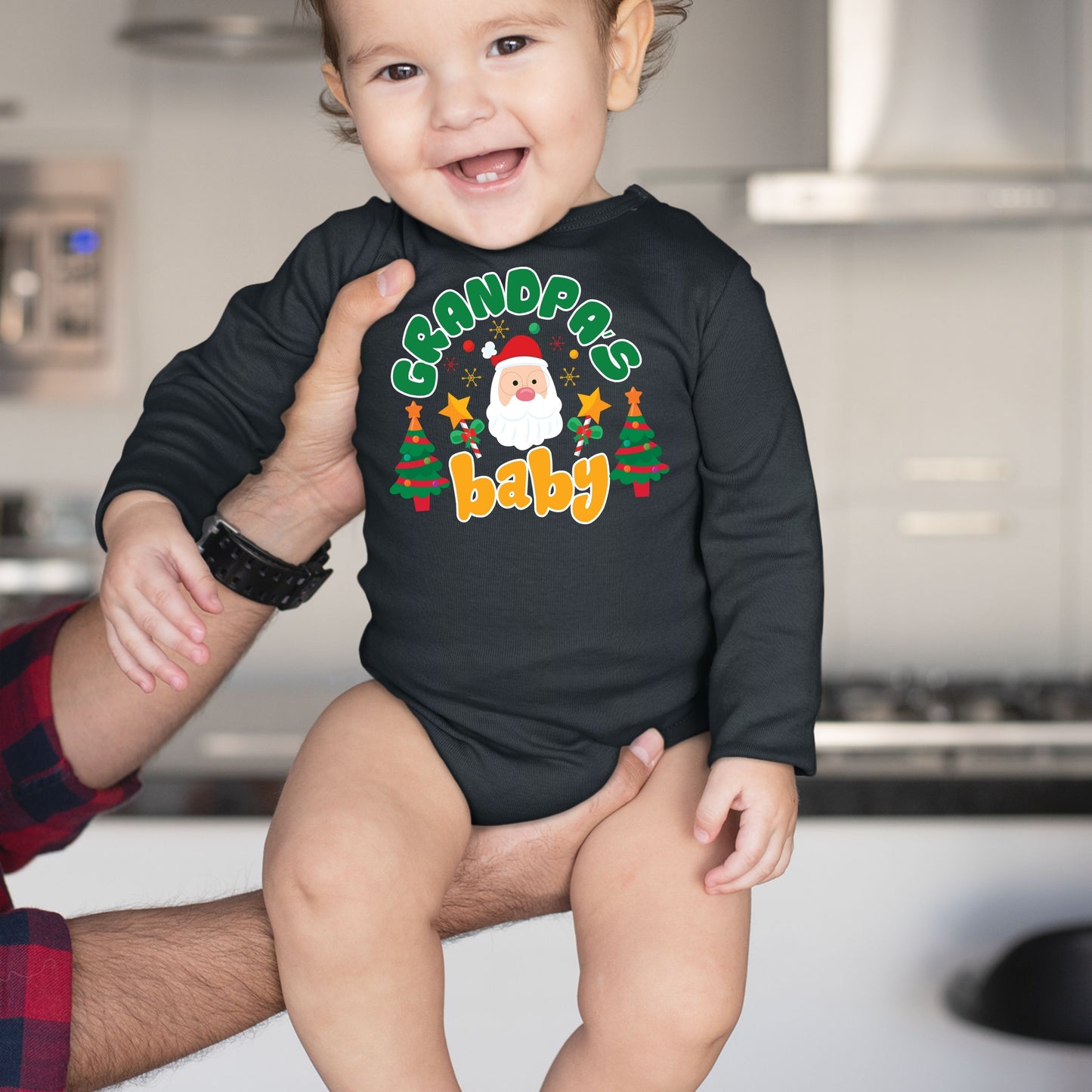 Grandpa's Baby, Christmas Long Sleeves, Christmas Onesies, Christmas Bodysuits For Kids, Christmas Present, Christmas Bodysuits