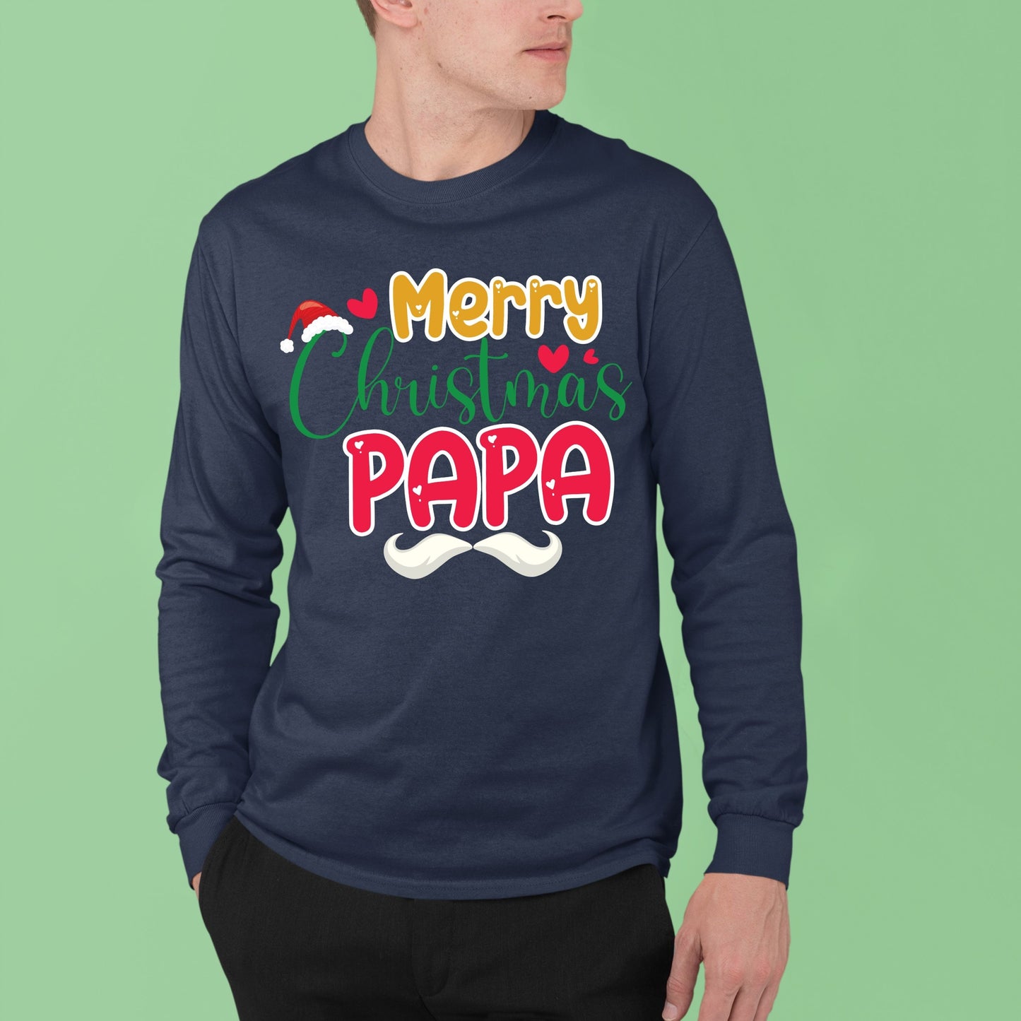 Merry Christmas Papa, Christmas Long Sleeves, Christmas Crewneck For Men, Christmas Sweatshirt, Christmas Sweater, Christmas Present