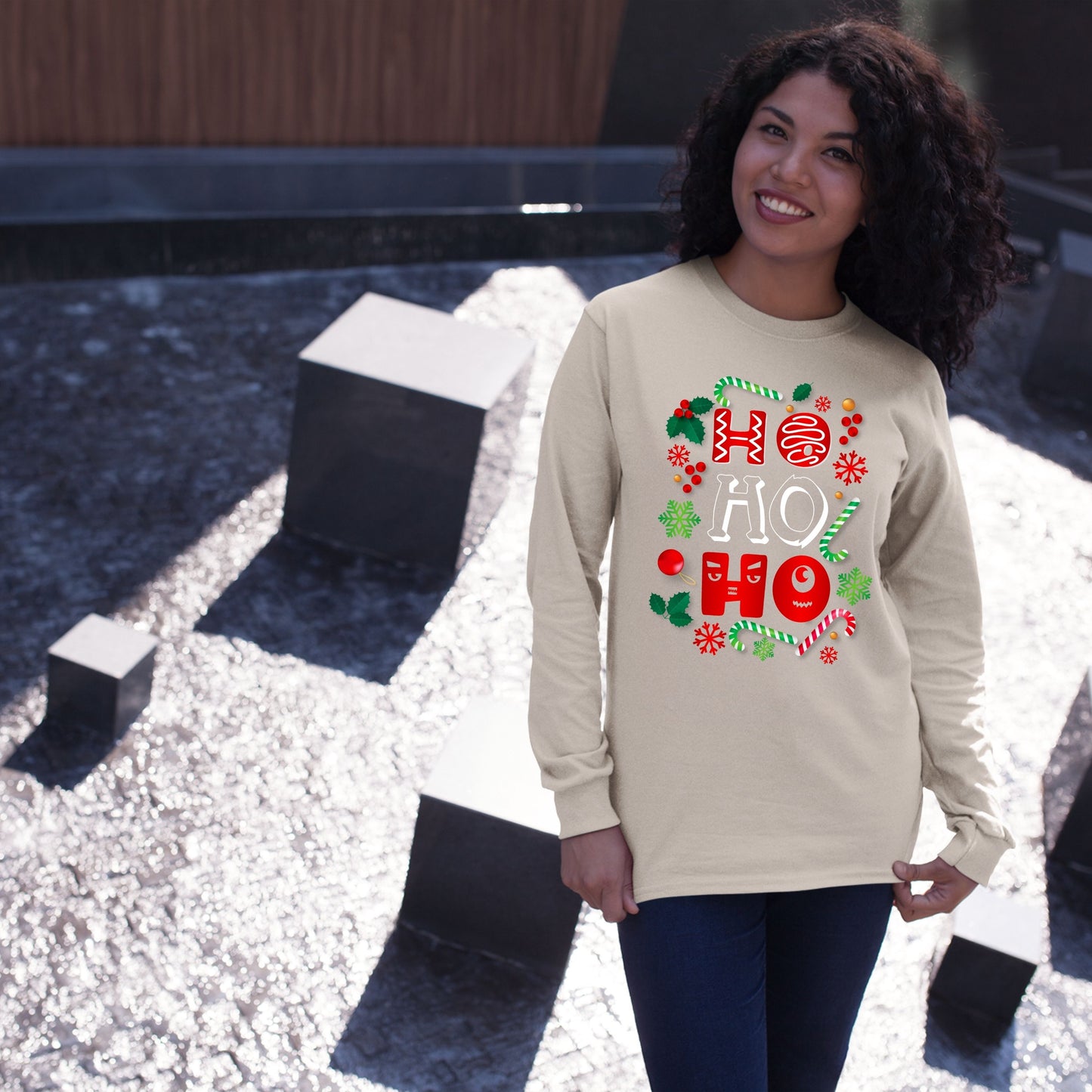 Ho Ho Ho, Christmas Long Sleeves, Christmas Crewneck For Women, Christmas Present, Christmas Sweatshirt, Christmas Sweater