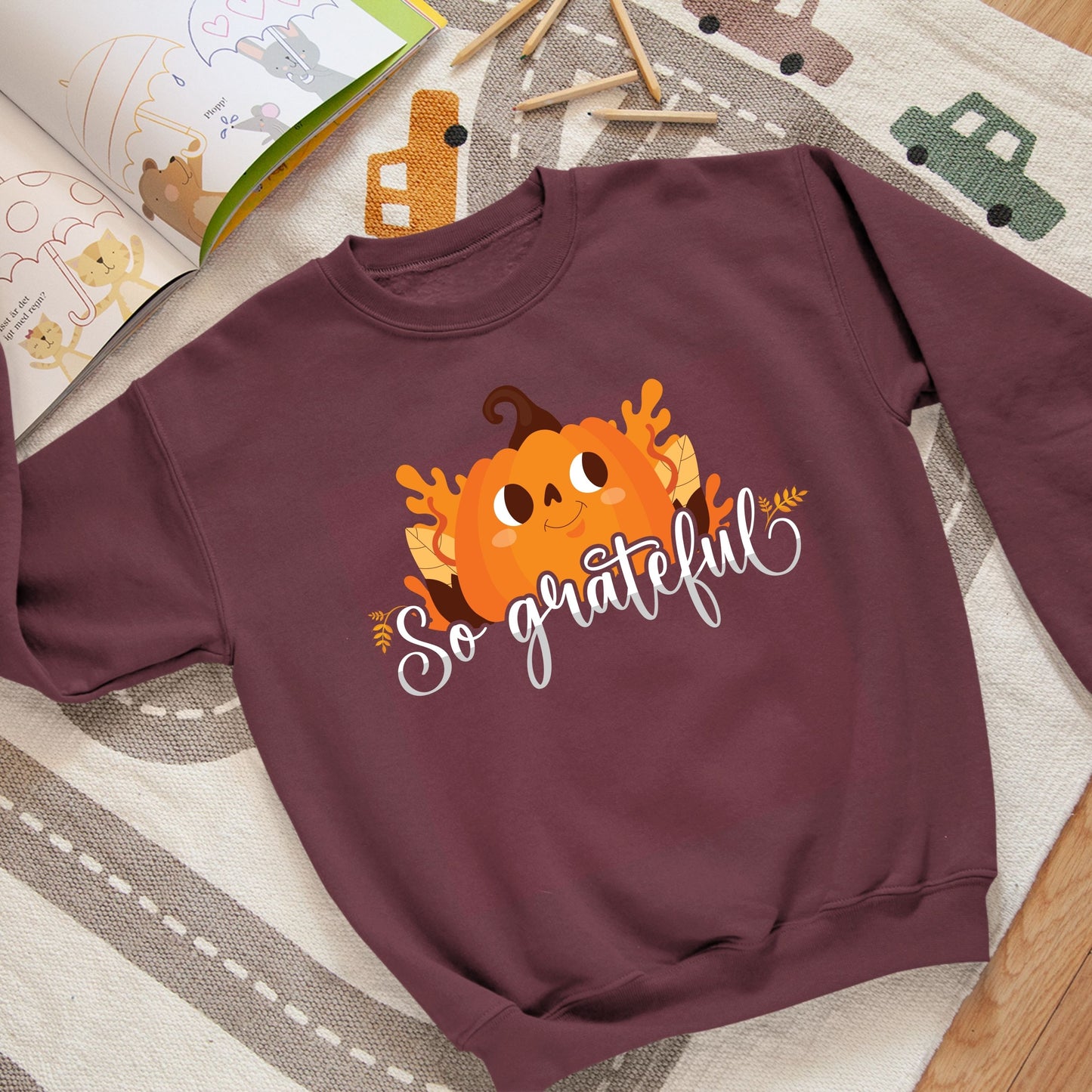 So Grateful, Thanksgiving Sweatshirt, Thanksgiving Sweater for kids, Thanksgiving Gift Ideas, Cute Thanksgiving