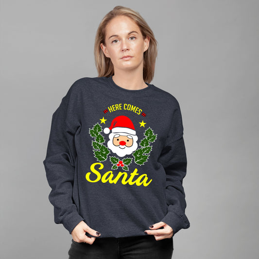 Here Comes Santa, Women Long Sleeves, Christmas Decor, Christmas Clothing, Christmas Sweatshirts, Christmas Shirts, Christmas