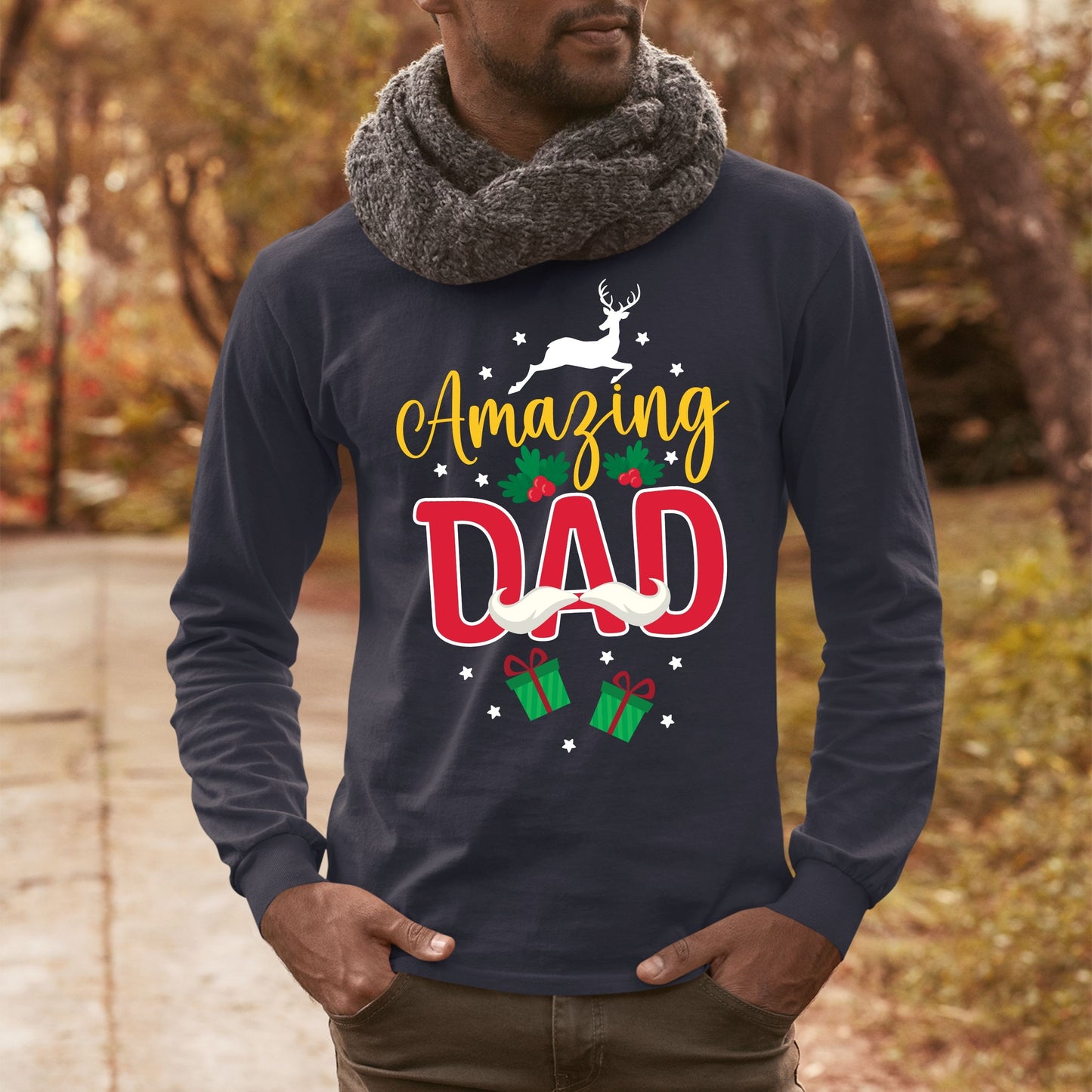 Amazing Dad, Christmas Crewneck For Men, Christmas Long Sleeves, Christmas Present, Christmas Sweater, Christmas Sweatshirt