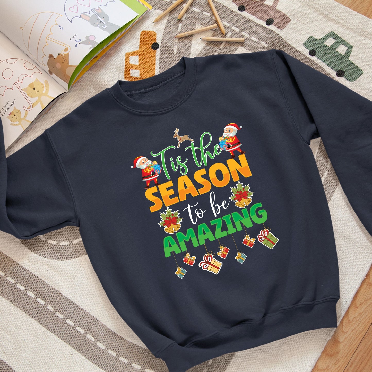 Tis the Season to Be Amazing, Christmas Long Sleeves, Christmas Crewneck For Youth, Christmas Sweater, Christmas Sweatshirt, Christmas Gift