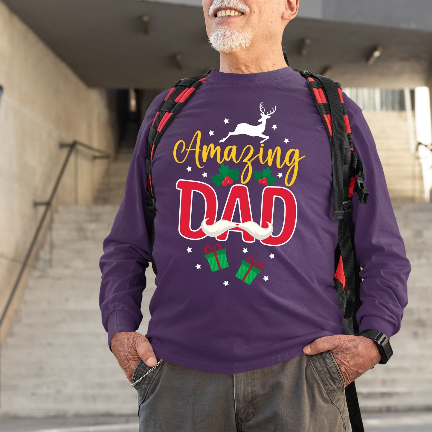 Amazing Dad, Christmas Crewneck For Men, Christmas Long Sleeves, Christmas Present, Christmas Sweater, Christmas Sweatshirt