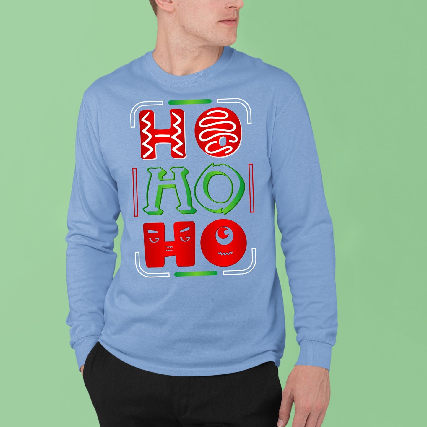 Ho Ho Ho, Christmas Sweatshirt, Christmas Long Sleeves, Christmas Sweater, Christmas Crewneck For Men, Christmas Present