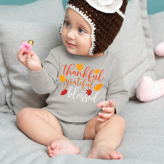 Thankful Grateful Blessed, Thanksgiving Bodysuit, Thanksgiving Onesies for kids, Thanksgiving Gift Ideas, Cute Thanksgiving