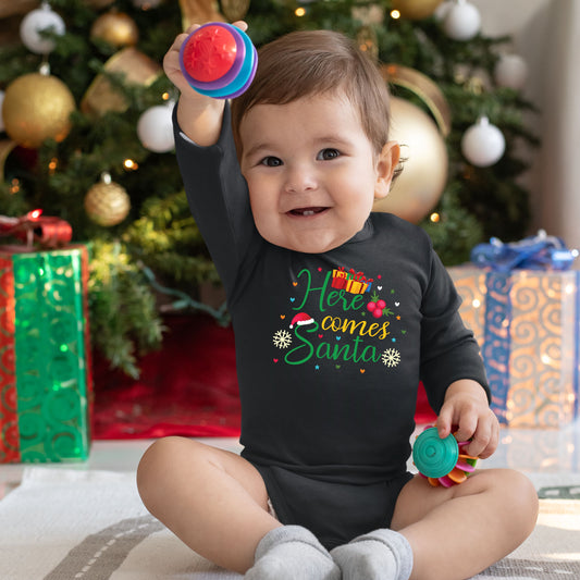 Here Comes Santa, Christmas Bodysuits For Kids, Christmas Long Sleeves, Christmas Bodysuits, Christmas Onesies, Christmas Present