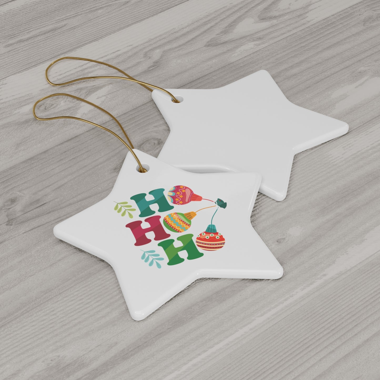 HO HO HO - Christmas Ceramic Ornament, 4 Shapes