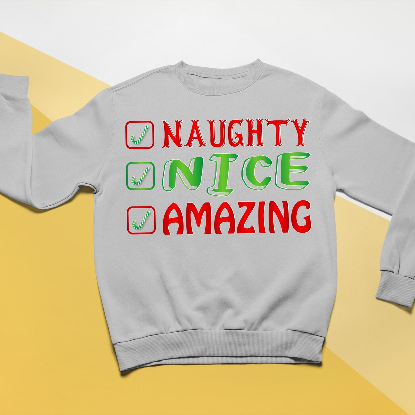 Naughty Nice Amazing, Christmas Crewneck For Youth, Christmas Long Sleeves, Christmas Sweatshirt, Christmas Sweater, Christmas Present