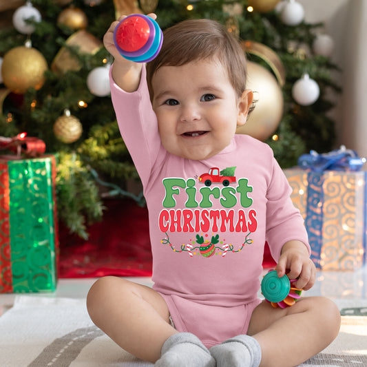 My First Christmas, Christmas Bodysuits For Kids, Christmas Bodysuits, Christmas Long Sleeves, Christmas Present, Christmas Onesies