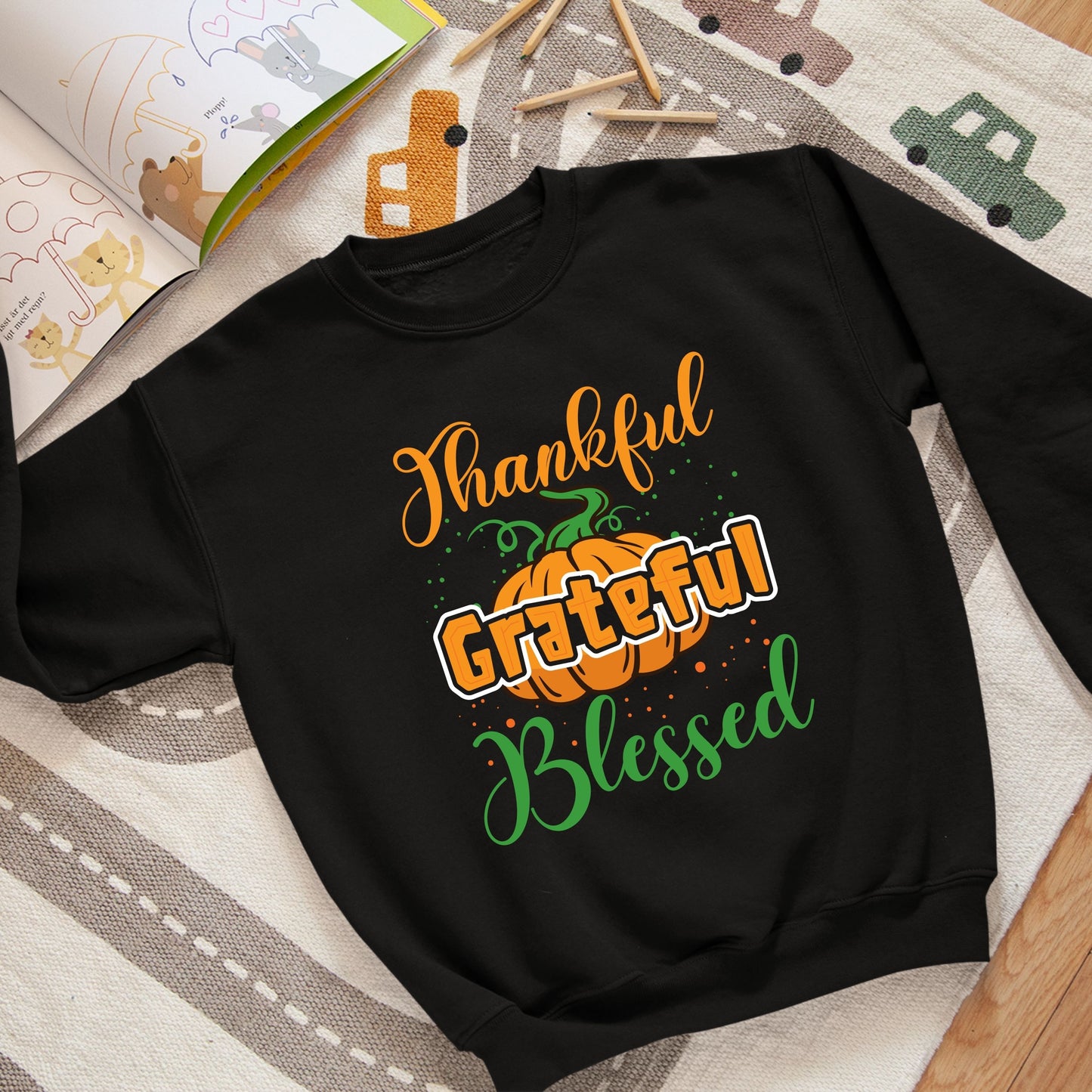 Thankful Grateful Blessed, Thanksgiving Sweatshirt, Thanksgiving Sweater for kids, Thanksgiving Gift Ideas, Cute Thanksgiving