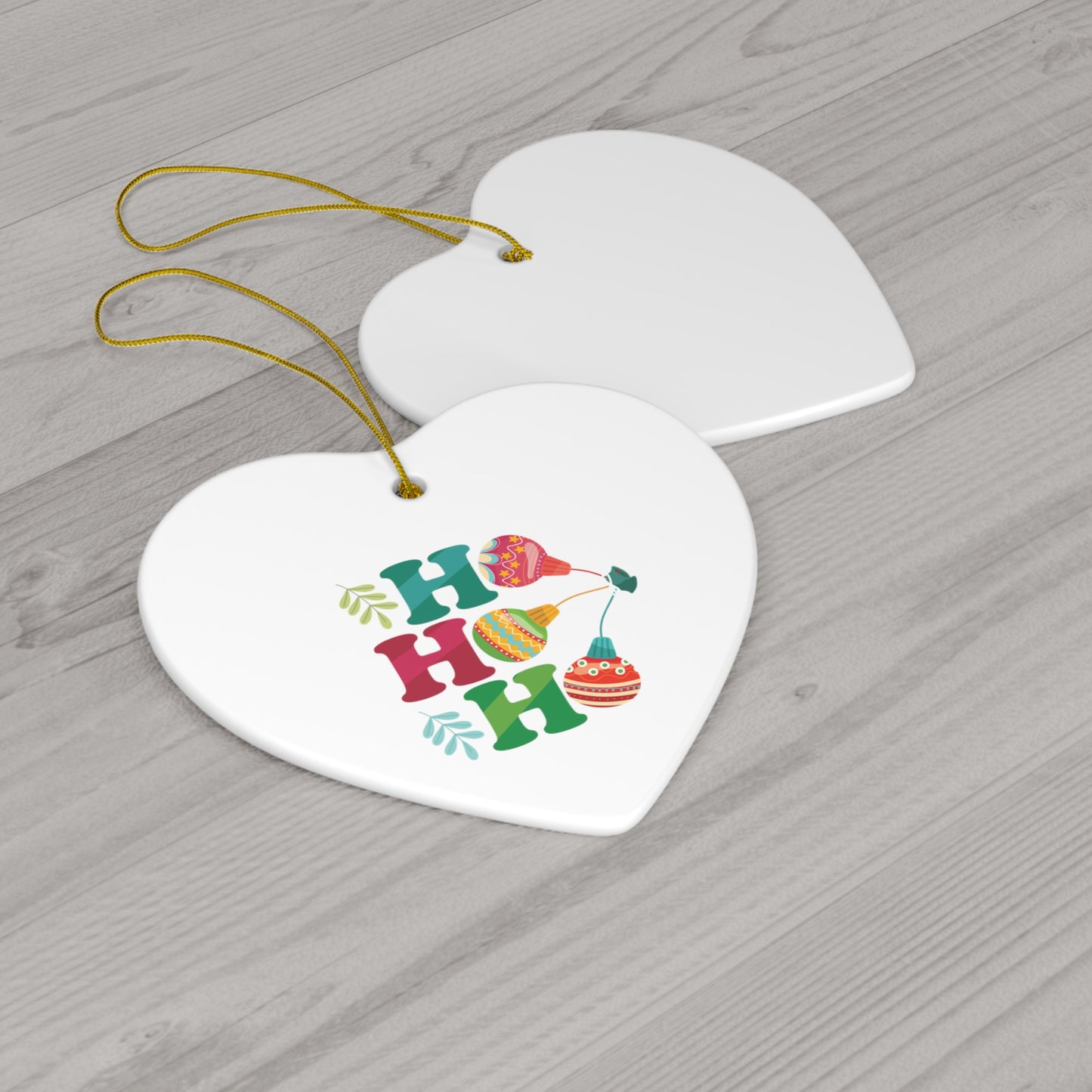 HO HO HO - Christmas Ceramic Ornament, 4 Shapes