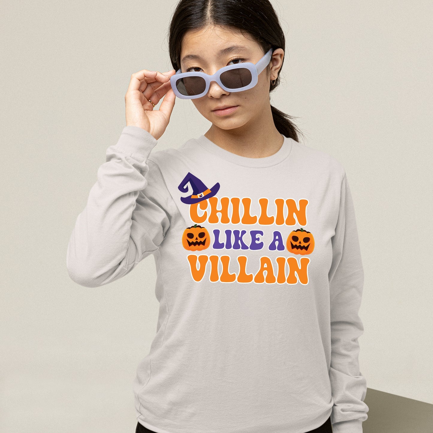 Halloween Chillin Like a Villian Sweatshirt, Halloween Gift Sweatshirt, Funny Halloween Sweatshirt, Halloween Design Shirt, Fall Sweatshirts