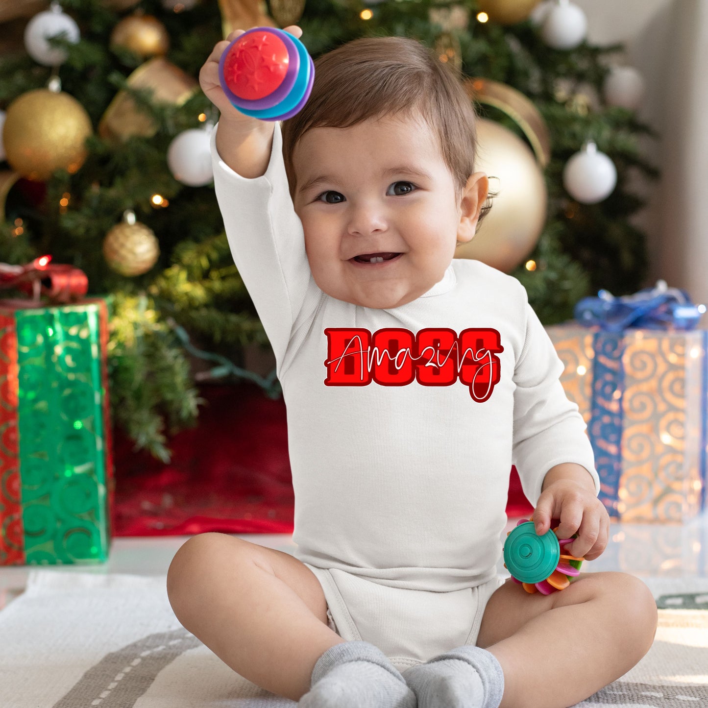 Amazing Boss, Christmas Long Sleeves, Christmas Bodysuits For Kids, Christmas Bodysuits, Christmas Onesies, Christmas Present