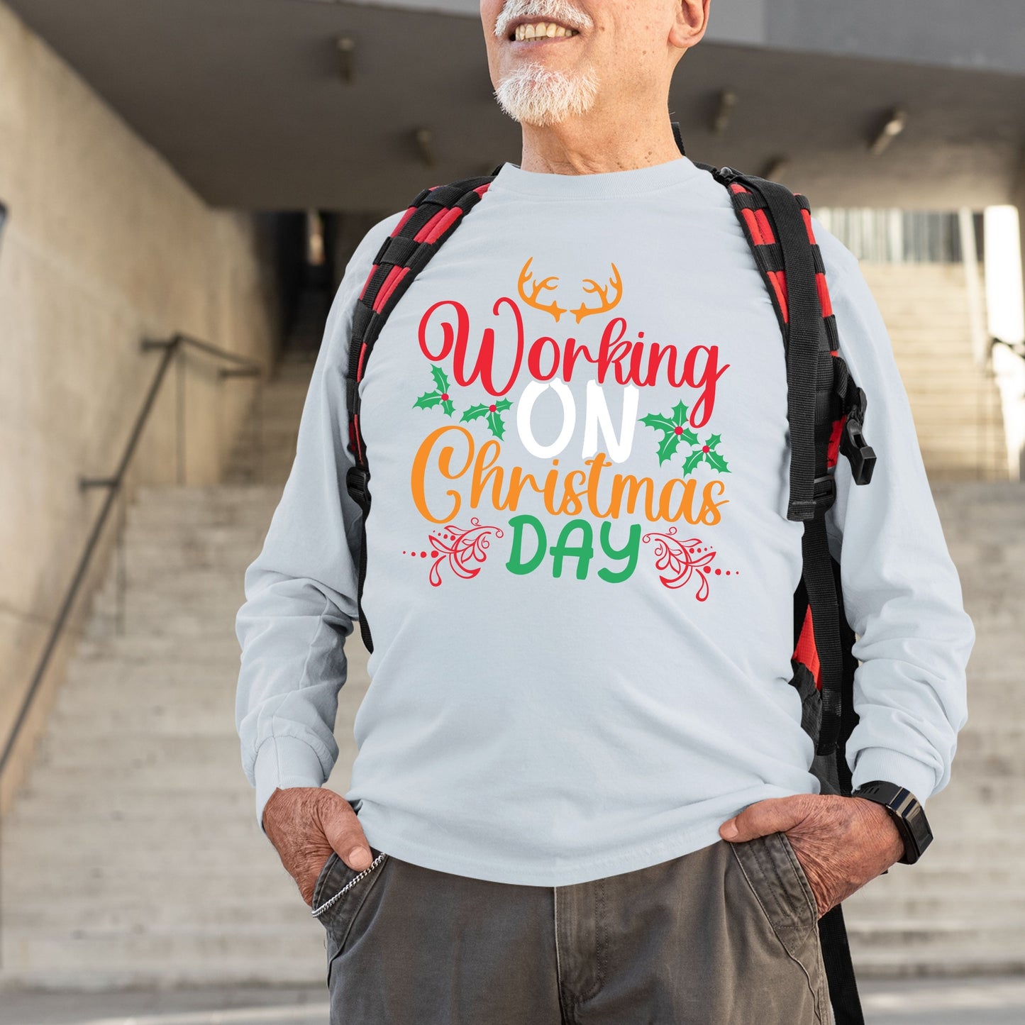 Working on Chirstmas day , Christmas Long Sleeves, Christmas Crewneck For Men, Christmas Present, Christmas Sweatshirt, Christmas Sweater