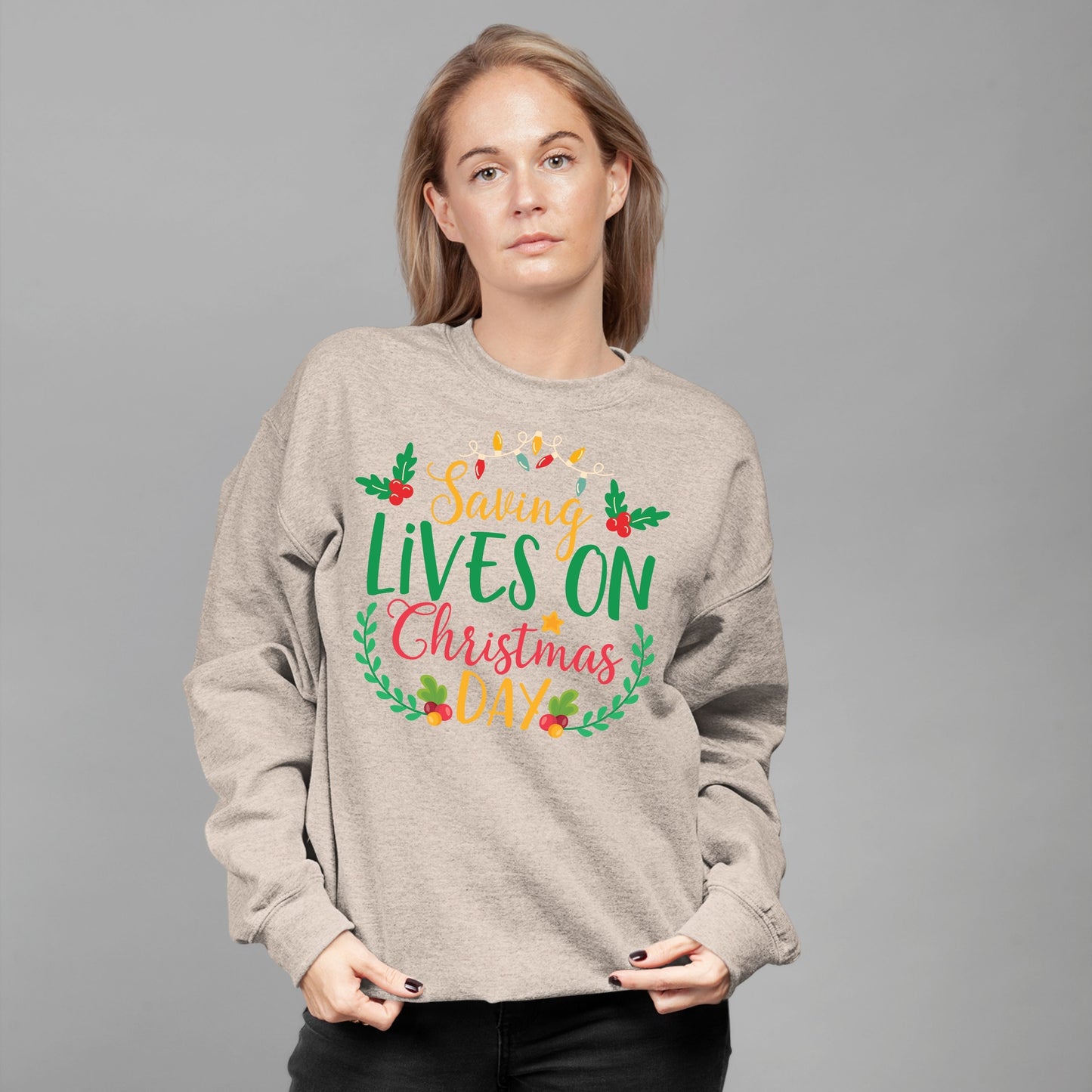 Saving Lives on Christmas Day, Christmas Shirt, Nurse Gift for Woman, Nursing School TShirt, 2022 Christmas, Christmas Sweatshirt, Nursing