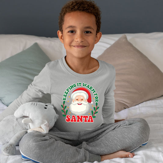 Keeping It Warm for Santa, Christmas Long Sleeves, Christmas Crewneck For Youth, Christmas Sweater, Christmas Sweatshirt, Christmas Present