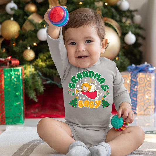 Grandma's Baby, Christmas Long Sleeves, Christmas Bodysuits For Kids, Christmas Onesies, Christmas Bodysuits, Christmas Present