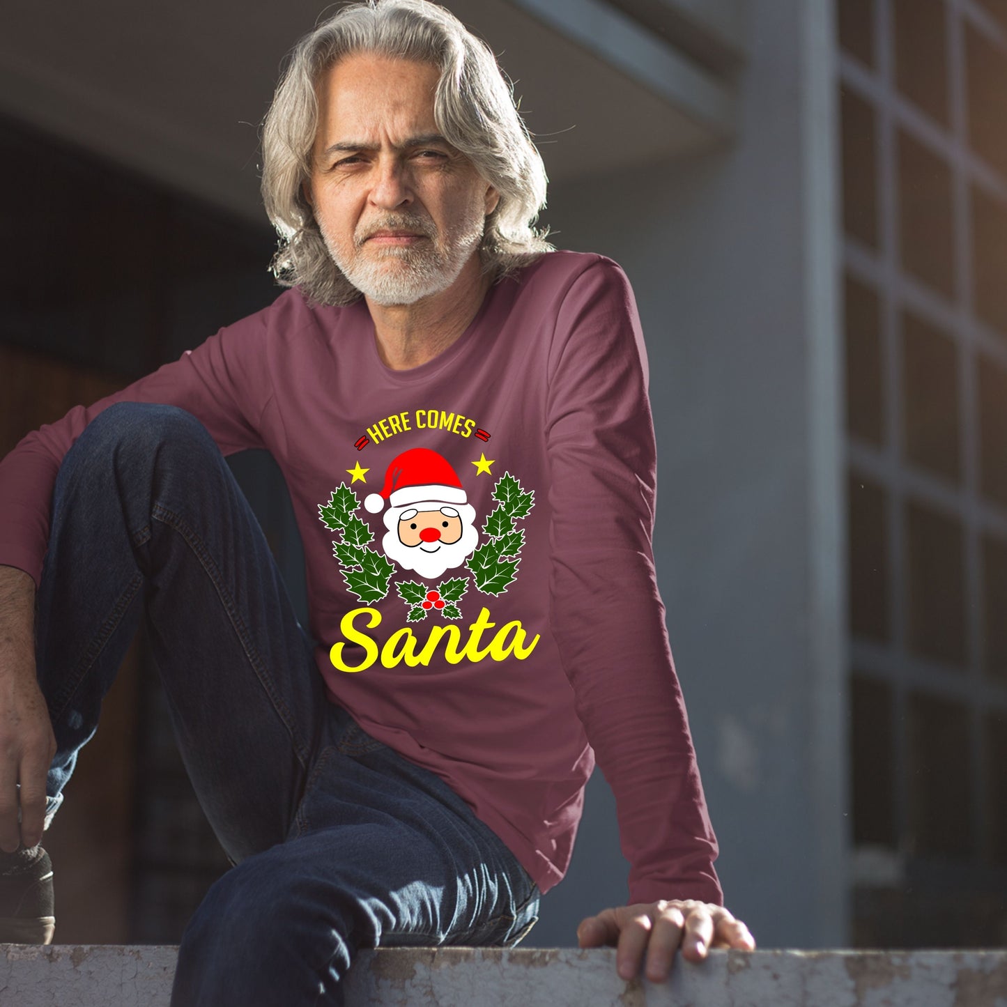 Here Comes Santa, Men Long Sleeves, Christmas Decor, Christmas Clothing, Christmas Sweatshirts, Christmas Shirts, Christmas