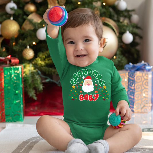 Grandma's Baby, Christmas Long Sleeves, Christmas Bodysuits For Kids, Christmas Bodysuits, Christmas Present, Christmas Onesies