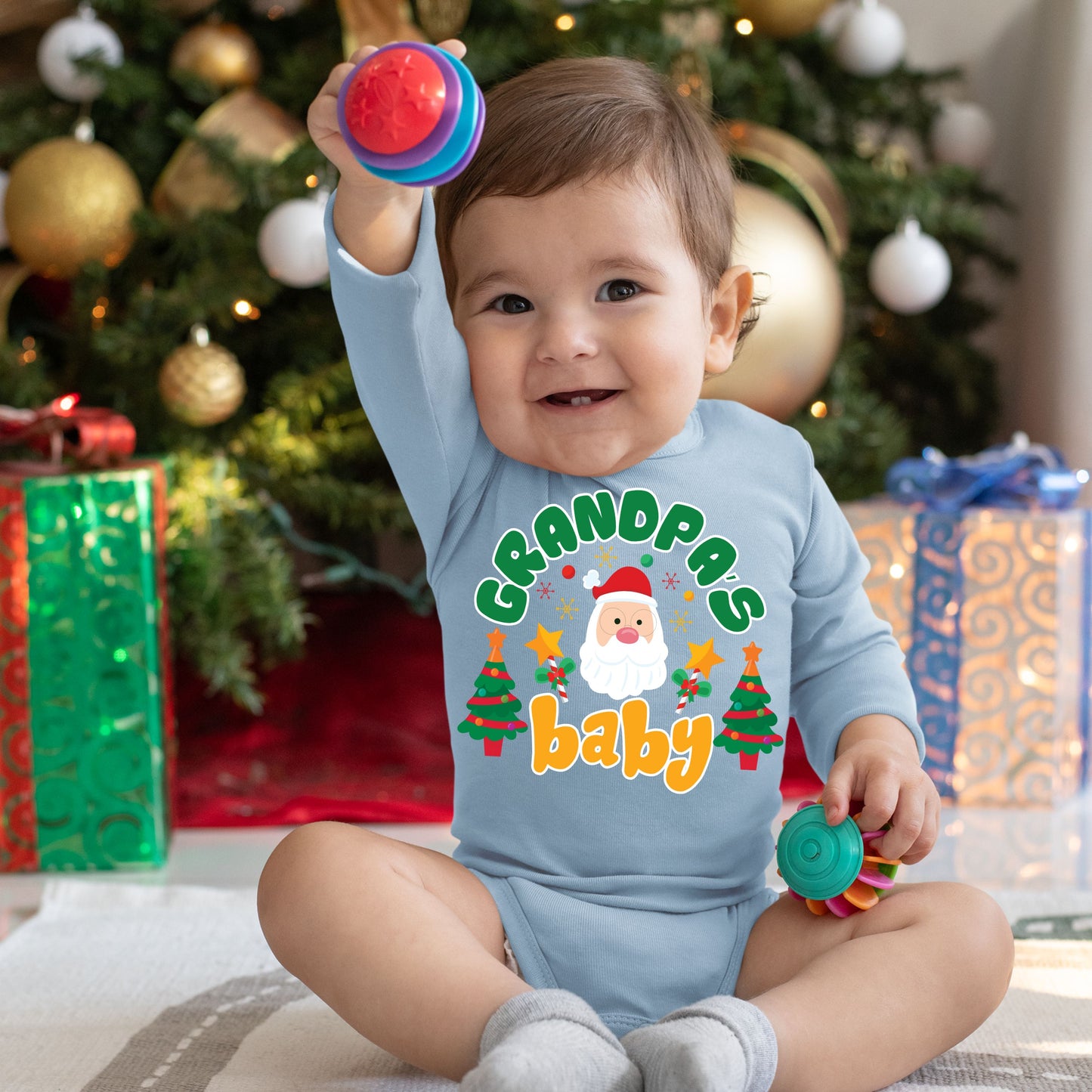 Grandpa's Baby, Christmas Long Sleeves, Christmas Onesies, Christmas Bodysuits For Kids, Christmas Present, Christmas Bodysuits