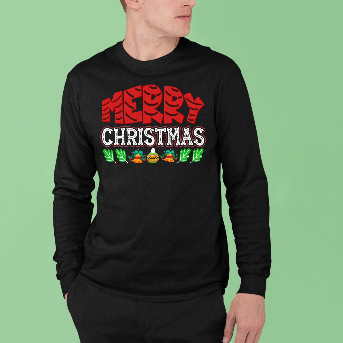 Merry Christmas, Christmas Long Sleeves, Christmas Crewneck For Men, Christmas Present, Christmas Sweatshirt, Christmas Sweater
