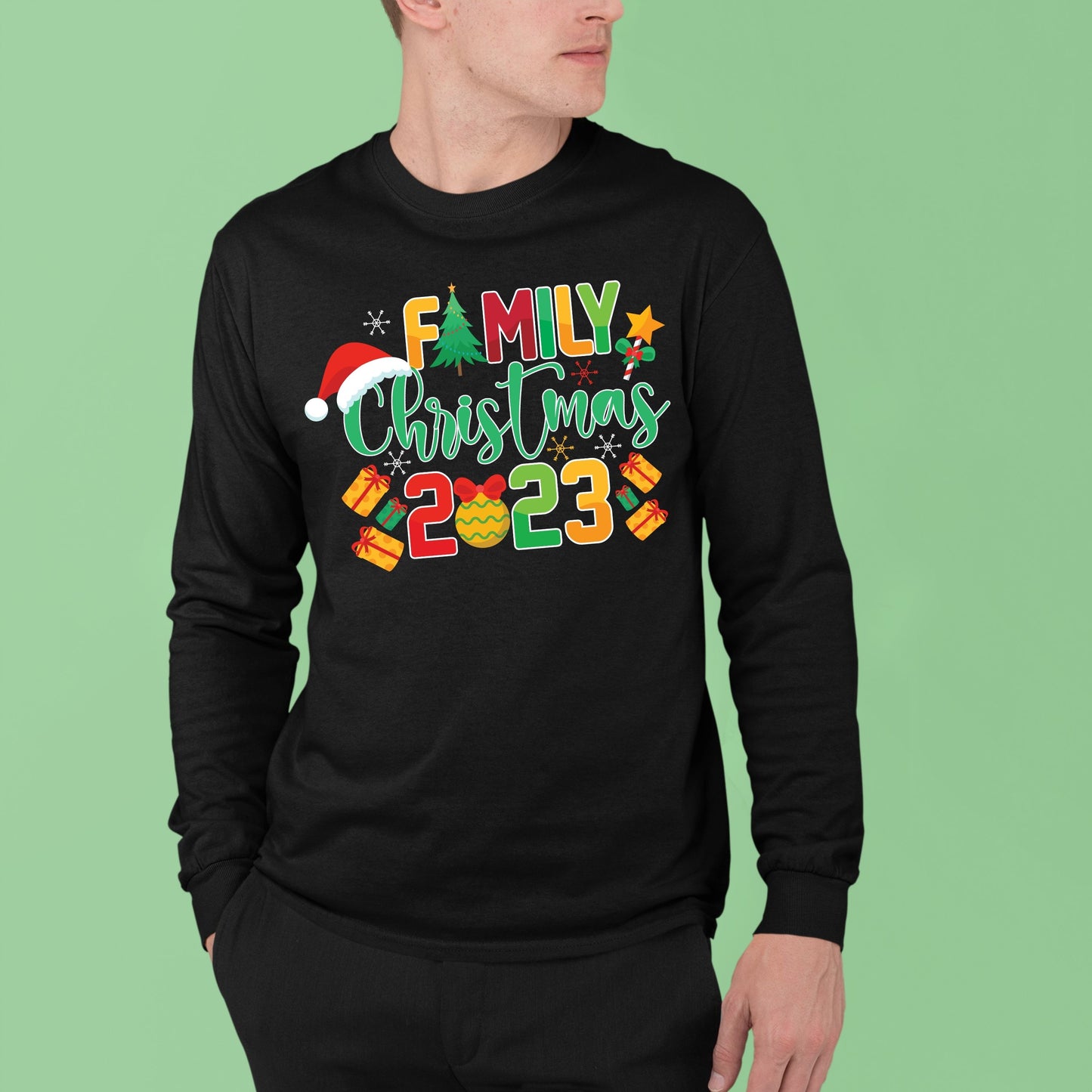 Family Christmas 2023, Christmas Long Sleeves, Christmas Crewneck For Men, Christmas Sweatshirt, Christmas Present, Christmas Sweater