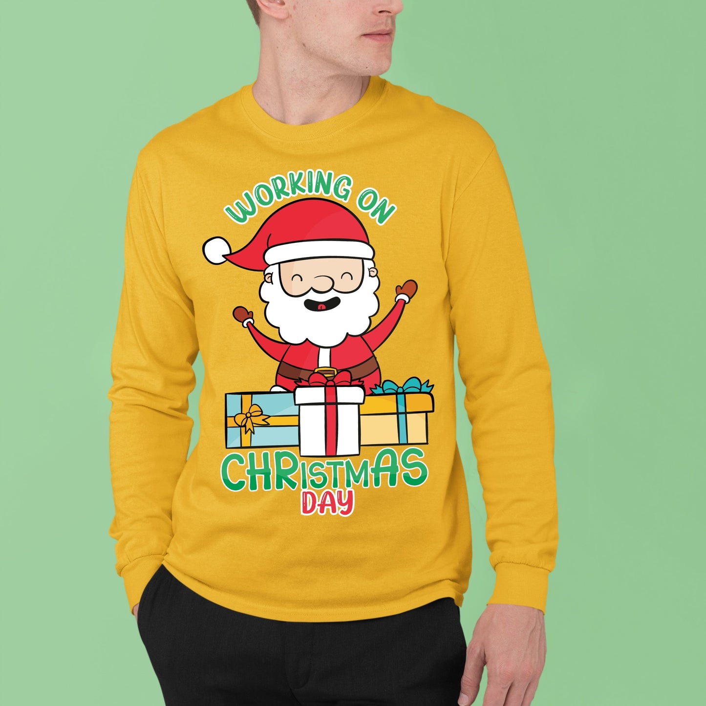 Working on Chirstmas day , Christmas Long Sleeves, Christmas Crewneck For Men, Christmas Present, Christmas Sweatshirt, Christmas Sweater