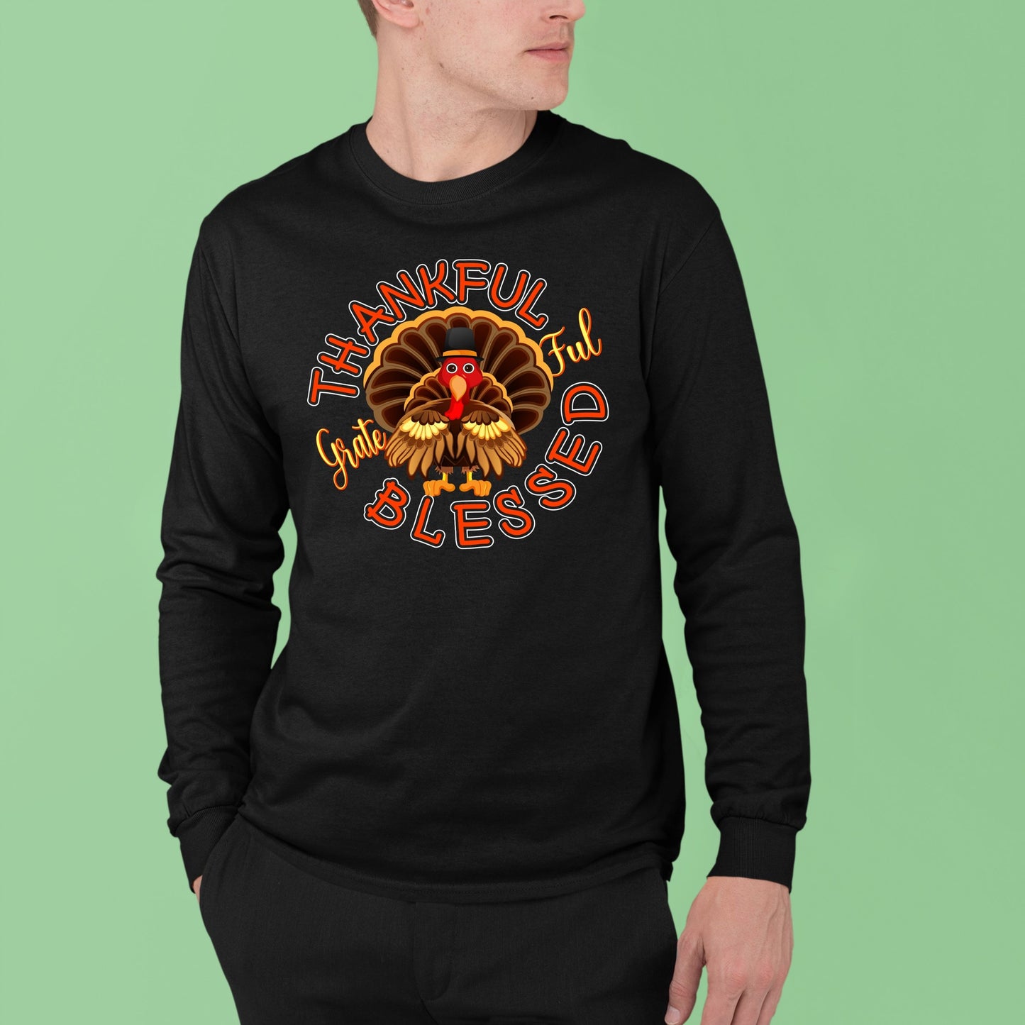 Thankful Grateful Blessed, Thanksgiving Sweatshirt, Thanksgiving Sweater for Men, Thanksgiving Gift Ideas, Cute Thanksgiving