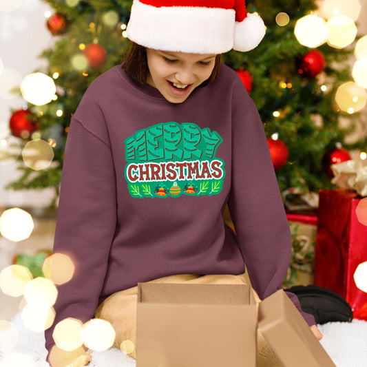 Merry Christmas, Christmas Long Sleeves, Christmas Crewneck For Youth, Christmas Present, Christmas Sweater, Christmas Sweatshirt