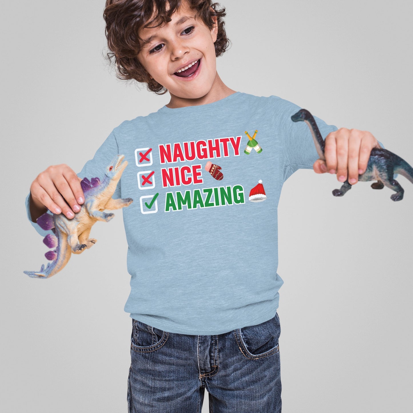 Naughty Nice Amazing, Christmas Long Sleeves, Christmas Crewneck For Youth, Christmas Sweater, Christmas Sweatshirt, Christmas Present