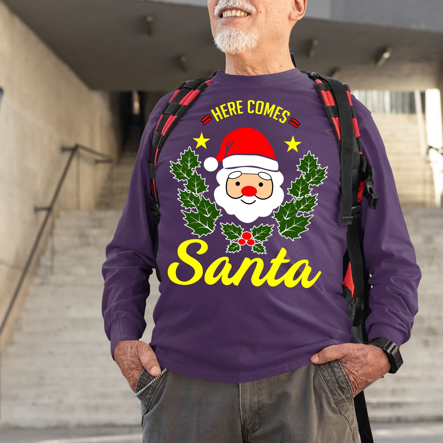 Here Comes Santa, Men Long Sleeves, Christmas Decor, Christmas Clothing, Christmas Sweatshirts, Christmas Shirts, Christmas