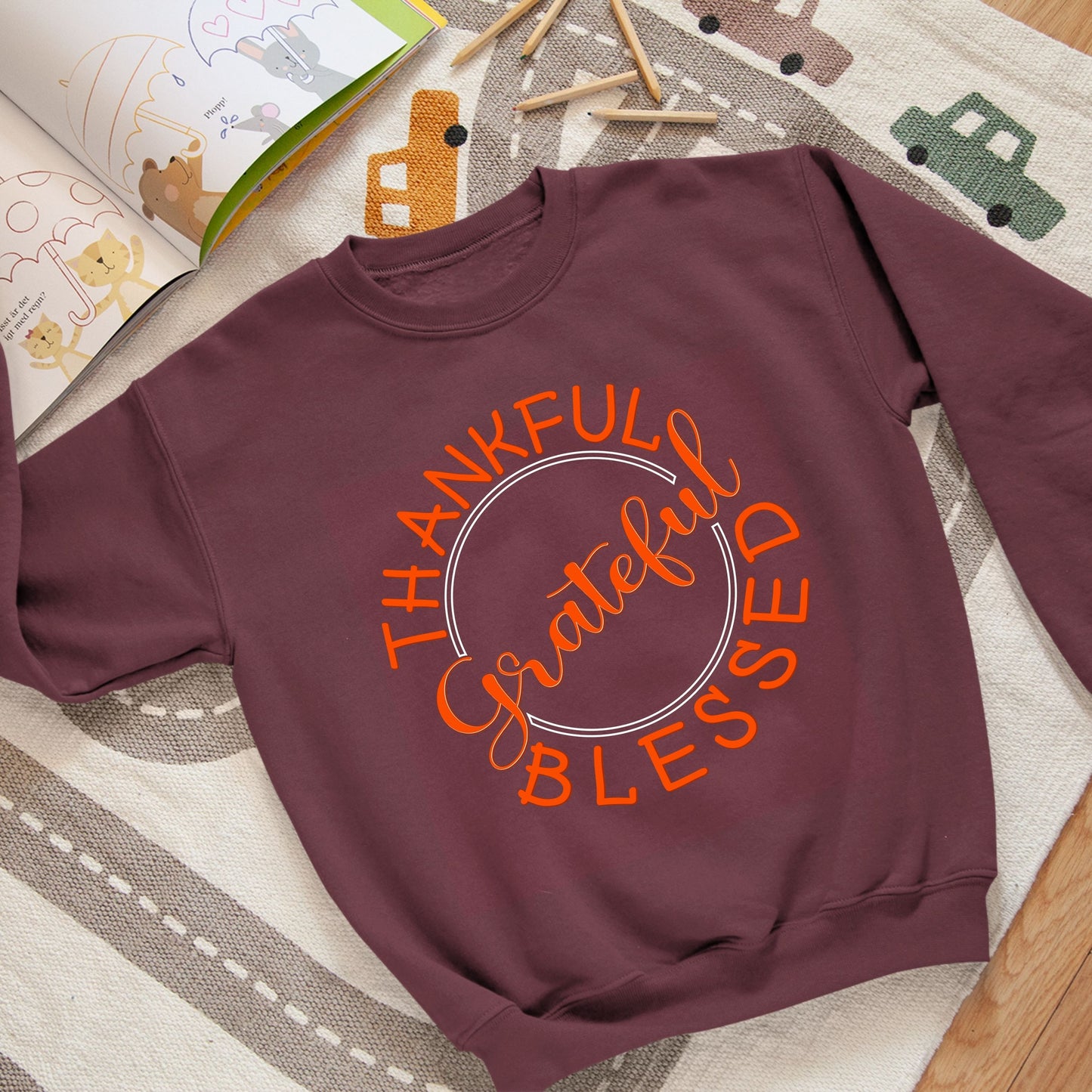 Thankful Grateful Blessed, Thanksgiving Sweatshirt, Thanksgiving Sweater for kids, Thanksgiving Gift Ideas, Cute Thanksgiving