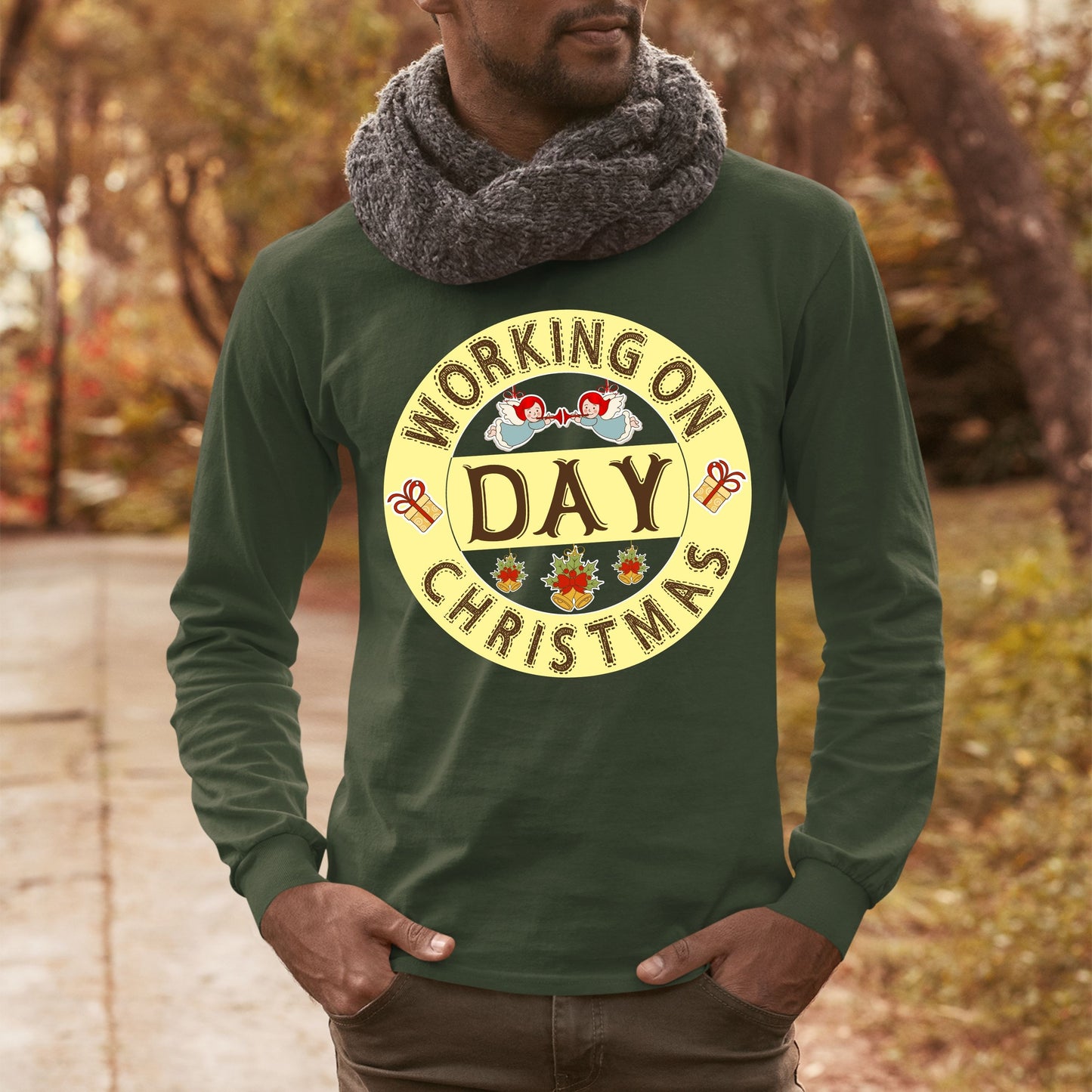 Working on Chirstmas day , Christmas Crewneck For Men, Christmas Sweatshirt, Christmas Long Sleeves, Christmas Sweater, Christmas Present