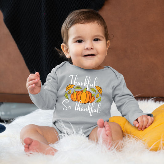 Thankful So Thankful, Thanksgiving Bodysuit, Thanksgiving Onesies for kids, Thanksgiving Gift Ideas, Cute Thanksgiving