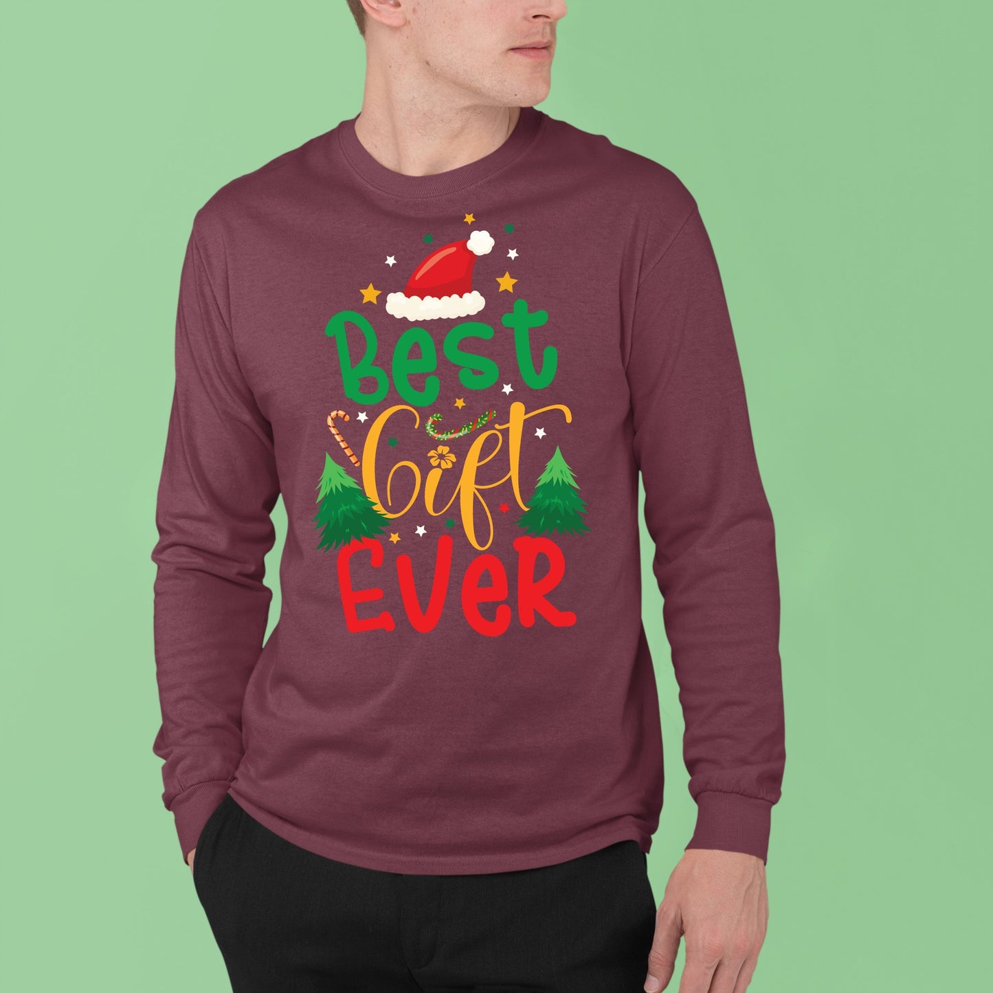 Best Gift Ever, Christmas Long Sleeves, Christmas Sweater, Christmas Sweatshirt, Christmas Crewneck For Men, Christmas Present