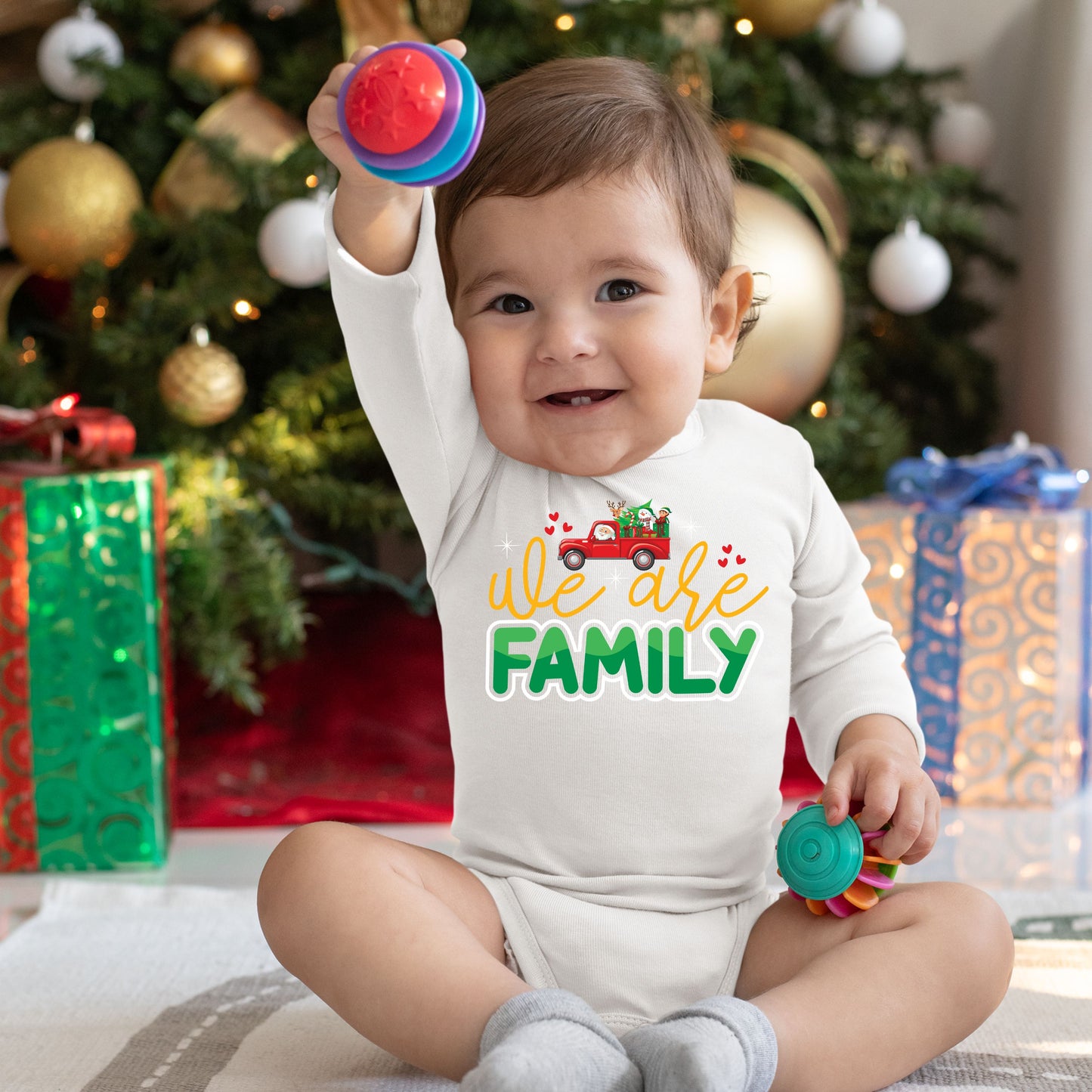 We Are Family, Christmas Bodysuits For Kids, Christmas Bodysuits, Christmas Onesies, Christmas Long Sleeves, Christmas Present
