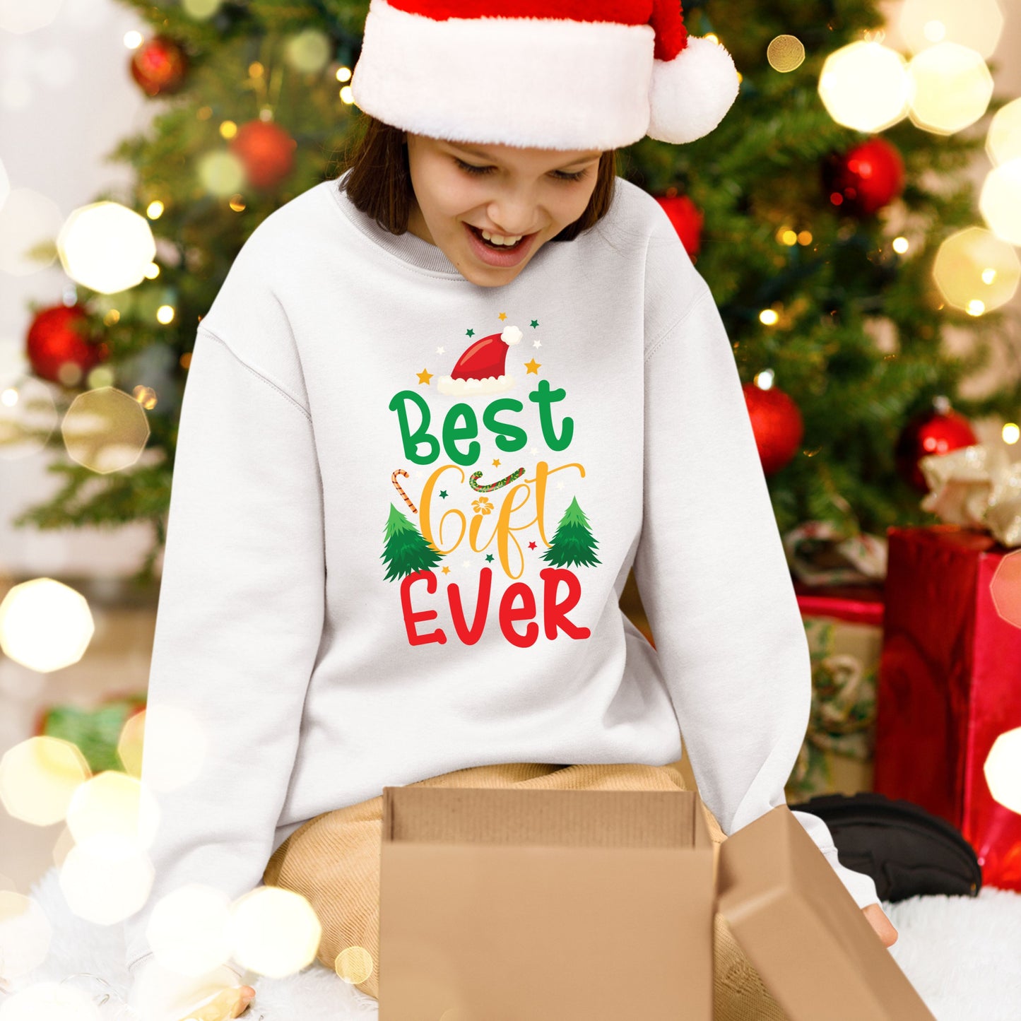 Best Gift Ever, Christmas Crewneck For Youth, Christmas Long Sleeves, Christmas Sweatshirt, Christmas Sweater, Christmas Present